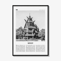 Minot Print Black and White, Minot Wall Art, Minot Poster, Minot Photo, Minot Wall Décor, Minot Map, North Dakota, USA