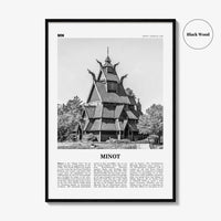 Minot Print Black and White, Minot Wall Art, Minot Poster, Minot Photo, Minot Wall Décor, Minot Map, North Dakota, USA