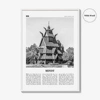 Minot Print Black and White, Minot Wall Art, Minot Poster, Minot Photo, Minot Wall Décor, Minot Map, North Dakota, USA