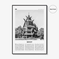 Minot Print Black and White, Minot Wall Art, Minot Poster, Minot Photo, Minot Wall Décor, Minot Map, North Dakota, USA