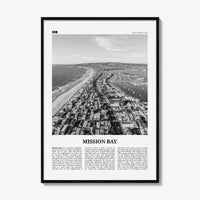 Mission Bay Print Black and White, Mission Bay Wall Art, Mission Bay Poster, Mission Bay Photo, Mission Bay Wall Décor, Mission Bay Map,