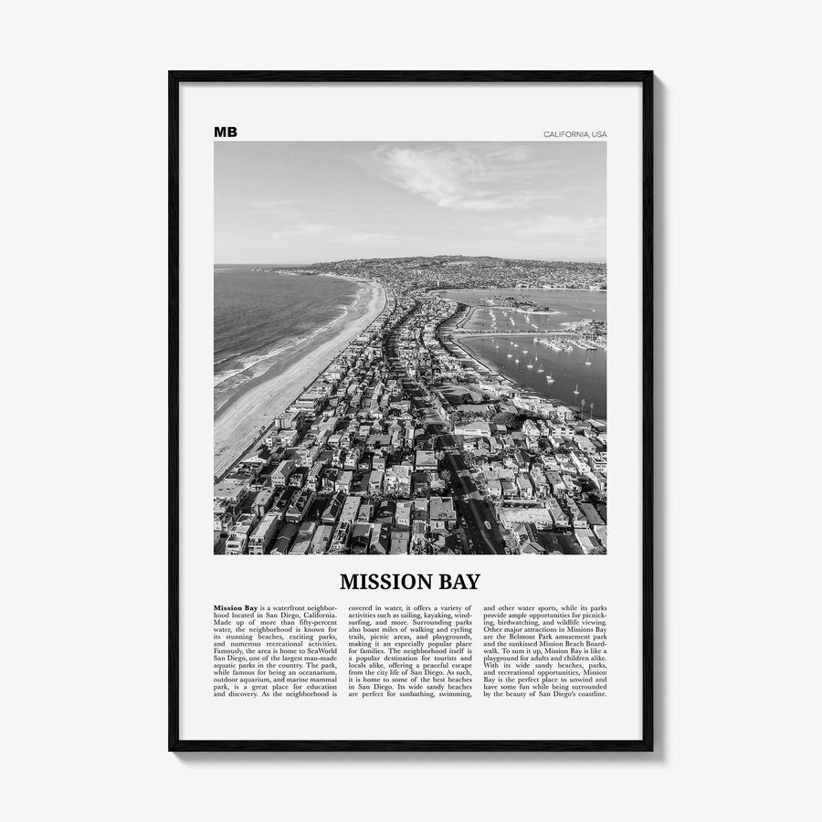 Mission Bay Print Black and White, Mission Bay Wall Art, Mission Bay Poster, Mission Bay Photo, Mission Bay Wall Décor, Mission Bay Map,