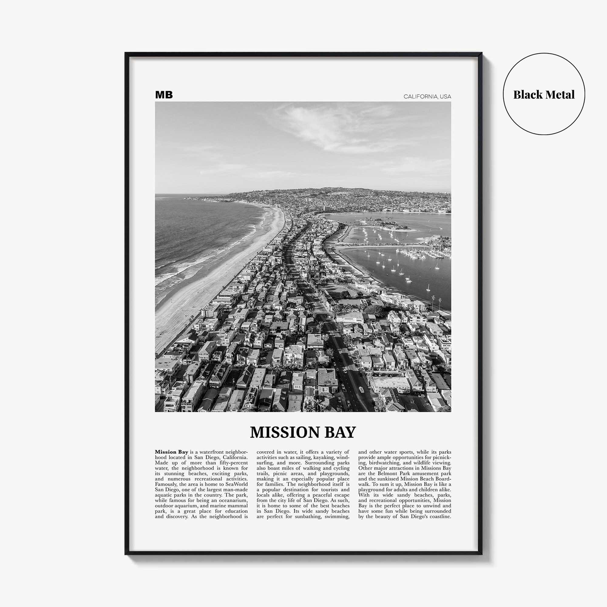 Mission Bay Print Black and White, Mission Bay Wall Art, Mission Bay Poster, Mission Bay Photo, Mission Bay Wall Décor, Mission Bay Map,