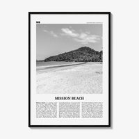 Mission Beach Print Black and White Queensland, Mission Beach Wall Art, Mission Beach Poster, Mission Beach Photo, Australia