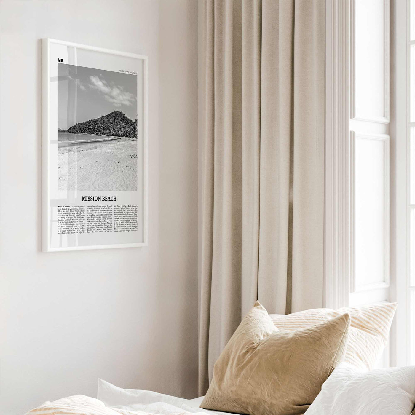 Mission Beach Print Black and White Queensland, Mission Beach Wall Art, Mission Beach Poster, Mission Beach Photo, Australia