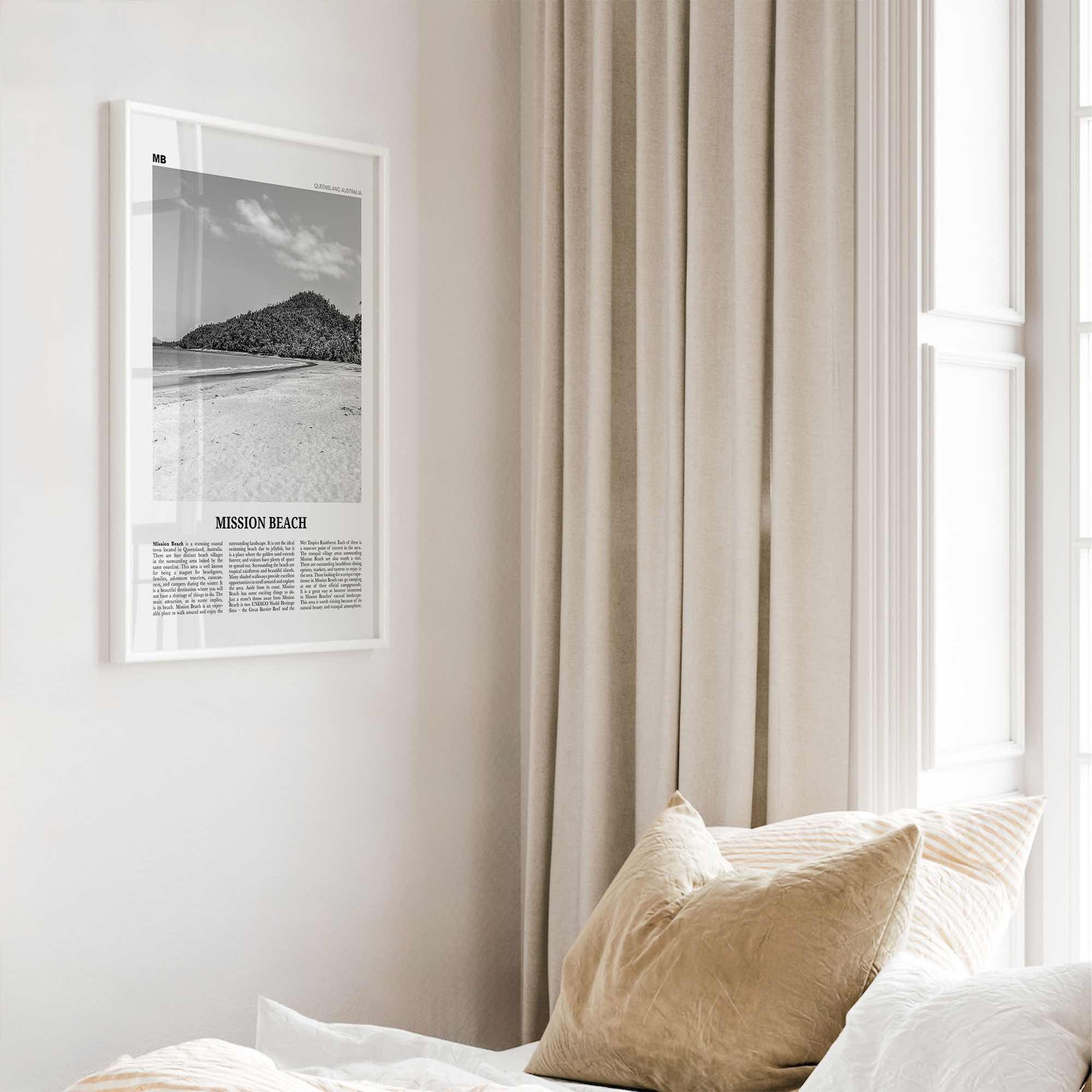 Mission Beach Print Black and White Queensland, Mission Beach Wall Art, Mission Beach Poster, Mission Beach Photo, Australia