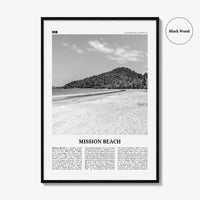 Mission Beach Print Black and White Queensland, Mission Beach Wall Art, Mission Beach Poster, Mission Beach Photo, Australia