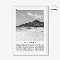 Mission Beach Print Black and White Queensland, Mission Beach Wall Art, Mission Beach Poster, Mission Beach Photo, Australia