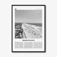 Mission Beach Print Black and White San Diego No 1, Mission Beach Wall Art, Mission Beach Poster, Mission Beach Photo, California, USA