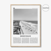 Mission Beach Print Black and White San Diego No 1, Mission Beach Wall Art, Mission Beach Poster, Mission Beach Photo, California, USA