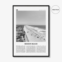 Mission Beach Print Black and White San Diego No 1, Mission Beach Wall Art, Mission Beach Poster, Mission Beach Photo, California, USA
