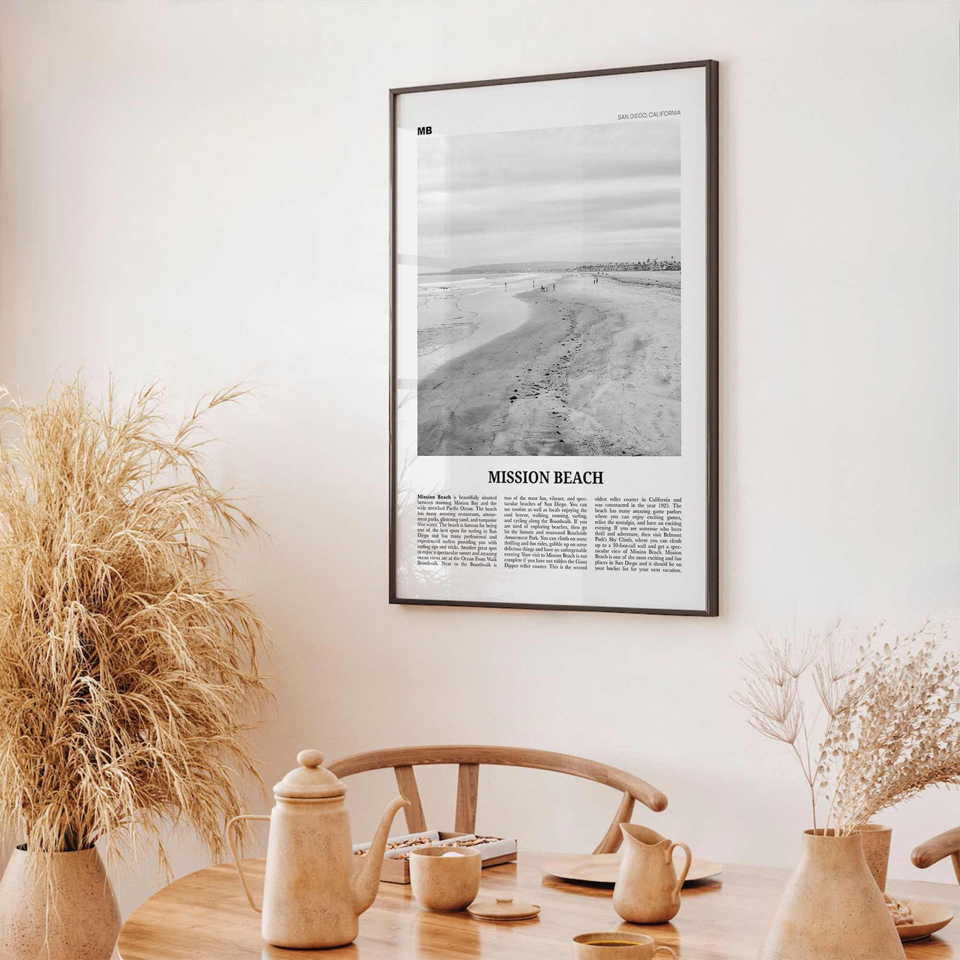 Mission Beach Print Black and White San Diego No 2, Mission Beach Wall Art, Mission Beach Poster, Mission Beach Photo, California, USA