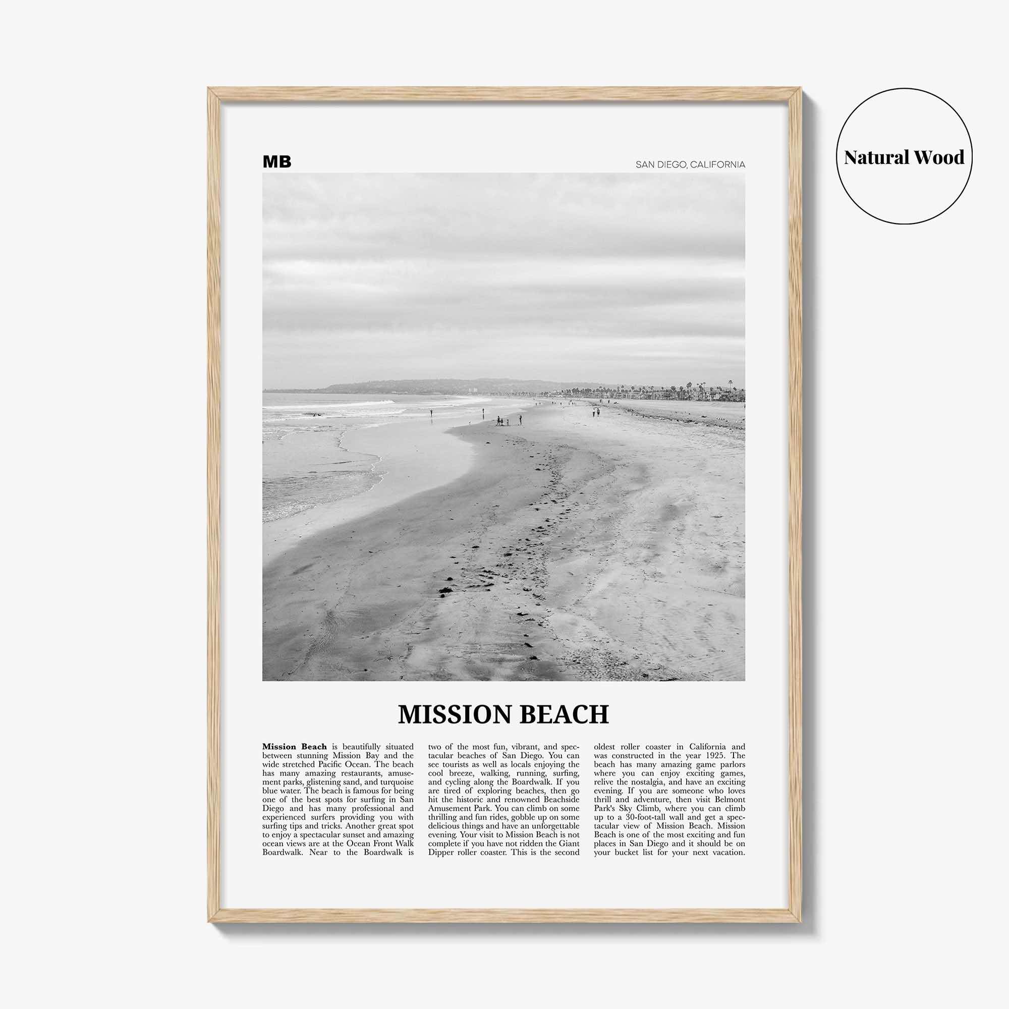 Mission Beach Print Black and White San Diego No 2, Mission Beach Wall Art, Mission Beach Poster, Mission Beach Photo, California, USA