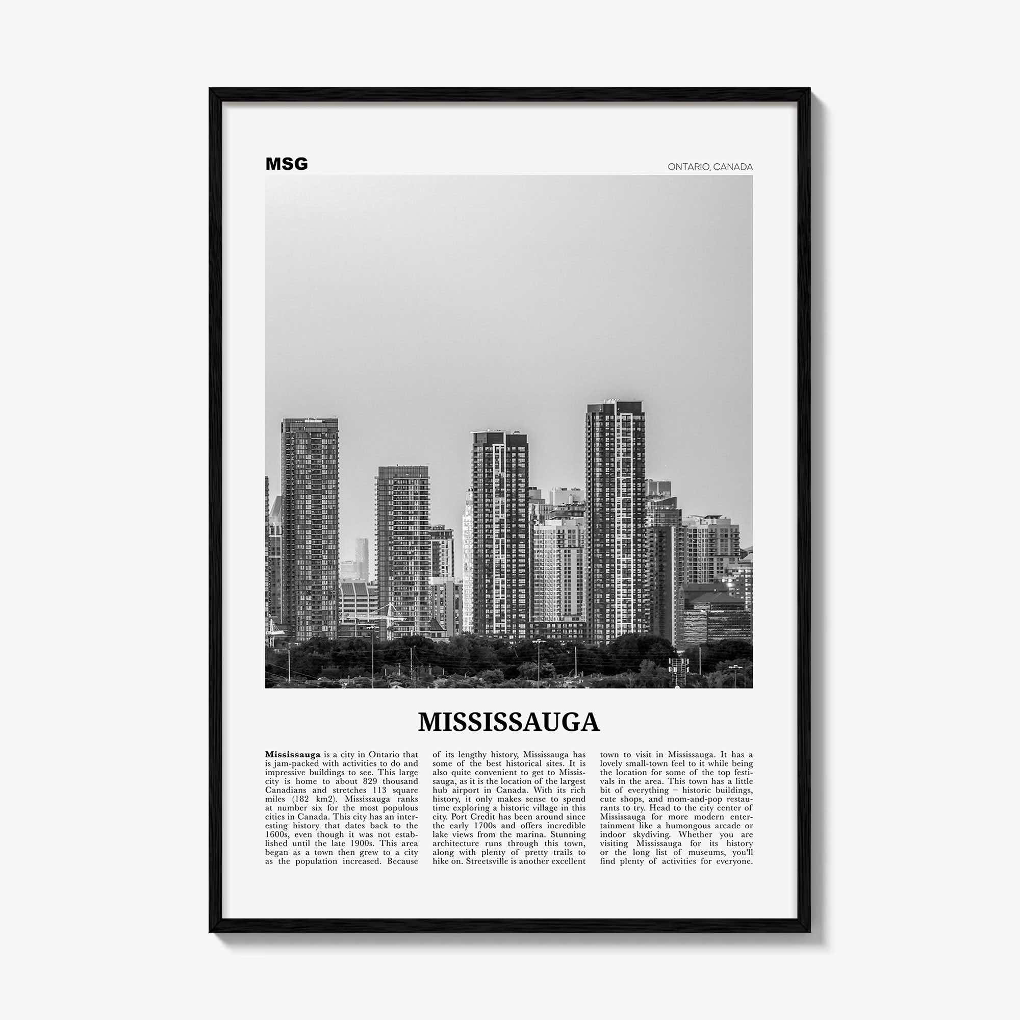 Mississauga Print Black and White, Mississauga Wall Art, Mississauga Poster, Mississauga Photo, Mississauga Décor, Ontario, Canada