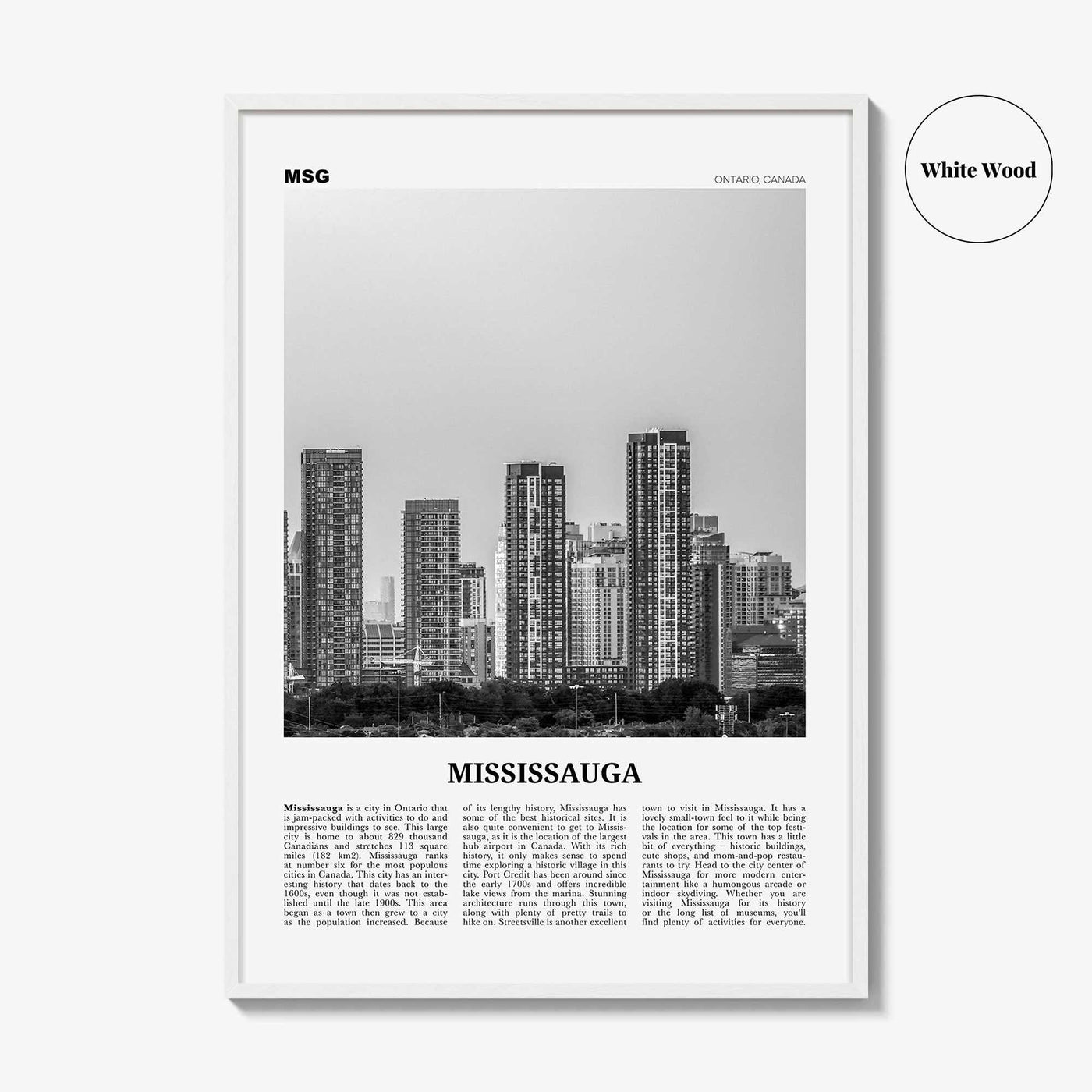 Mississauga Print Black and White, Mississauga Wall Art, Mississauga Poster, Mississauga Photo, Mississauga Décor, Ontario, Canada