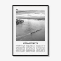Mississippi River Print Black and White, Mississippi River Wall Art, Mississippi River Poster, Mississippi River Photo, Mississippi Map, USA