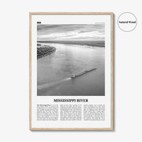 Mississippi River Print Black and White, Mississippi River Wall Art, Mississippi River Poster, Mississippi River Photo, Mississippi Map, USA