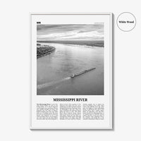 Mississippi River Print Black and White, Mississippi River Wall Art, Mississippi River Poster, Mississippi River Photo, Mississippi Map, USA