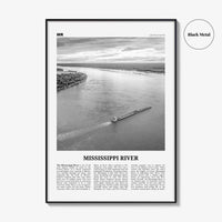 Mississippi River Print Black and White, Mississippi River Wall Art, Mississippi River Poster, Mississippi River Photo, Mississippi Map, USA