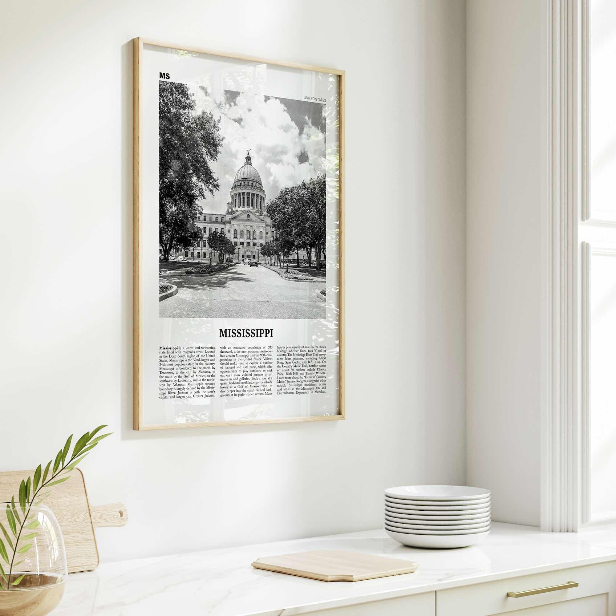 Mississippi Print Black and White No 1, Mississippi Wall Art, Mississippi Poster, Mississippi Photo, USA, United States, North America