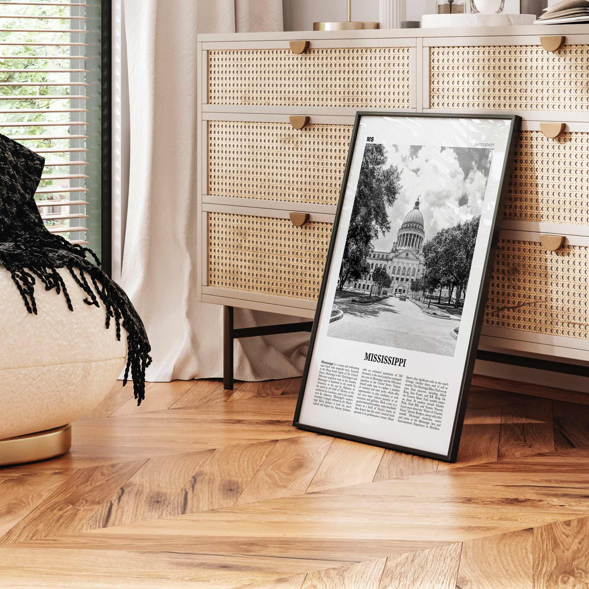 Mississippi Print Black and White No 1, Mississippi Wall Art, Mississippi Poster, Mississippi Photo, USA, United States, North America