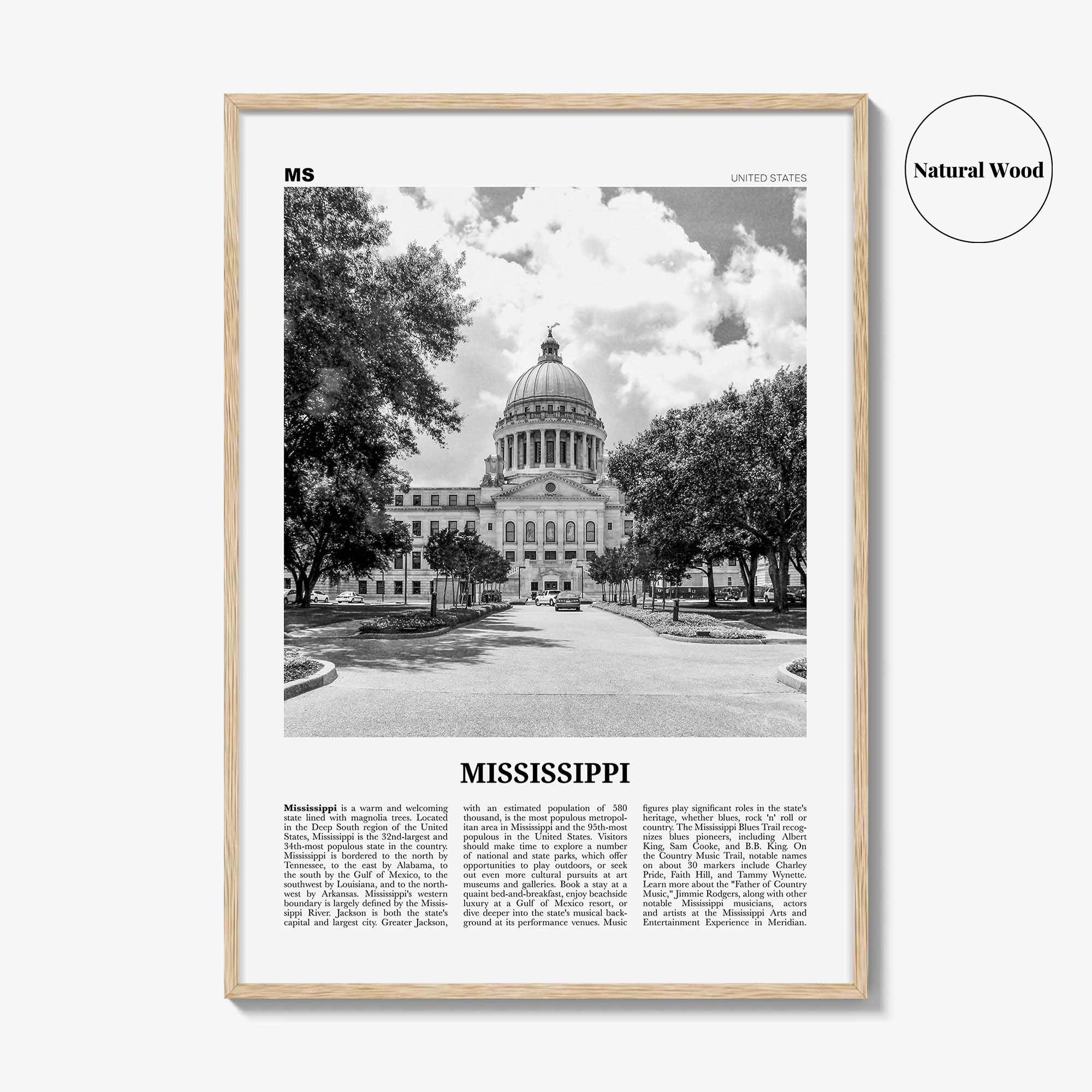 Mississippi Print Black and White No 1, Mississippi Wall Art, Mississippi Poster, Mississippi Photo, USA, United States, North America