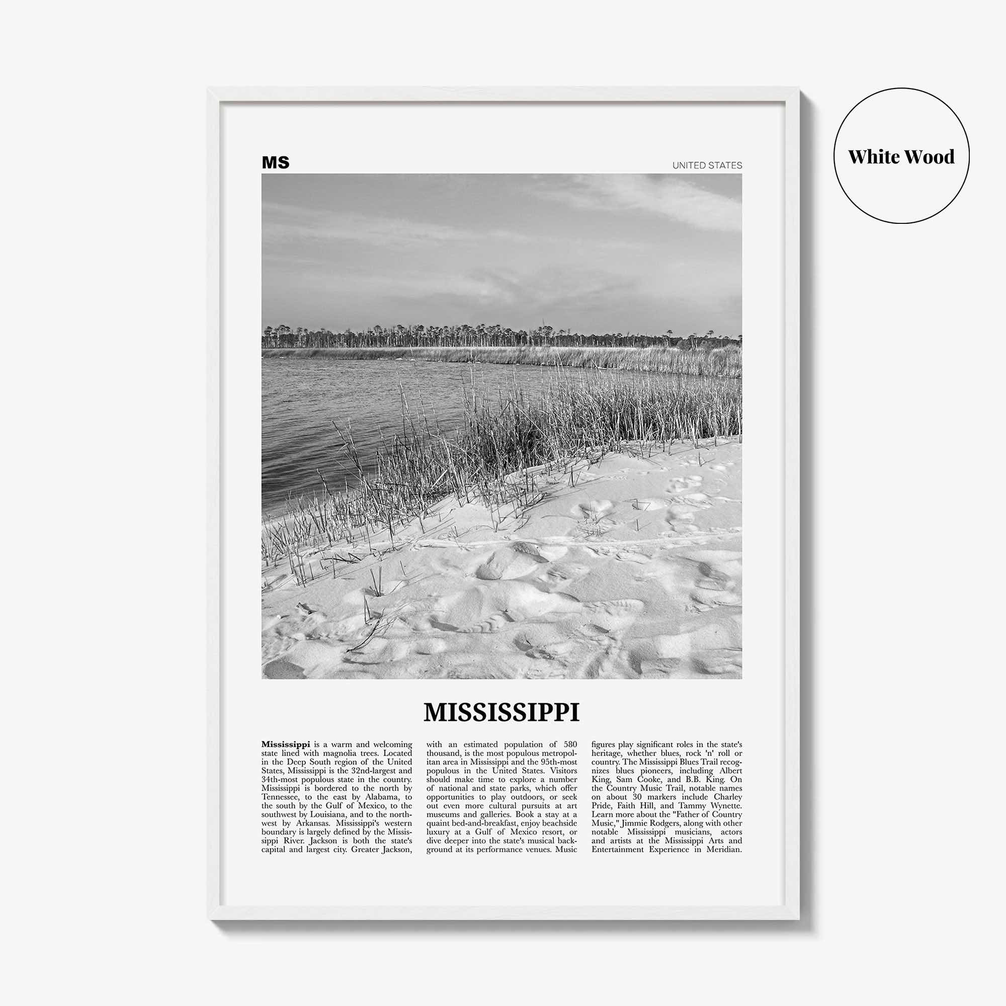 Mississippi Print Black and White No 2, Mississippi Art, Mississippi Poster, Mississippi Photo, Mississippi Décor, Mississippi Map