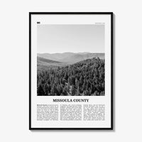 Missoula County Print Black and White, Missoula County Wall Art, Missoula County Poster, Missoula Photo, Missoula Wall Décor, Missoula Map