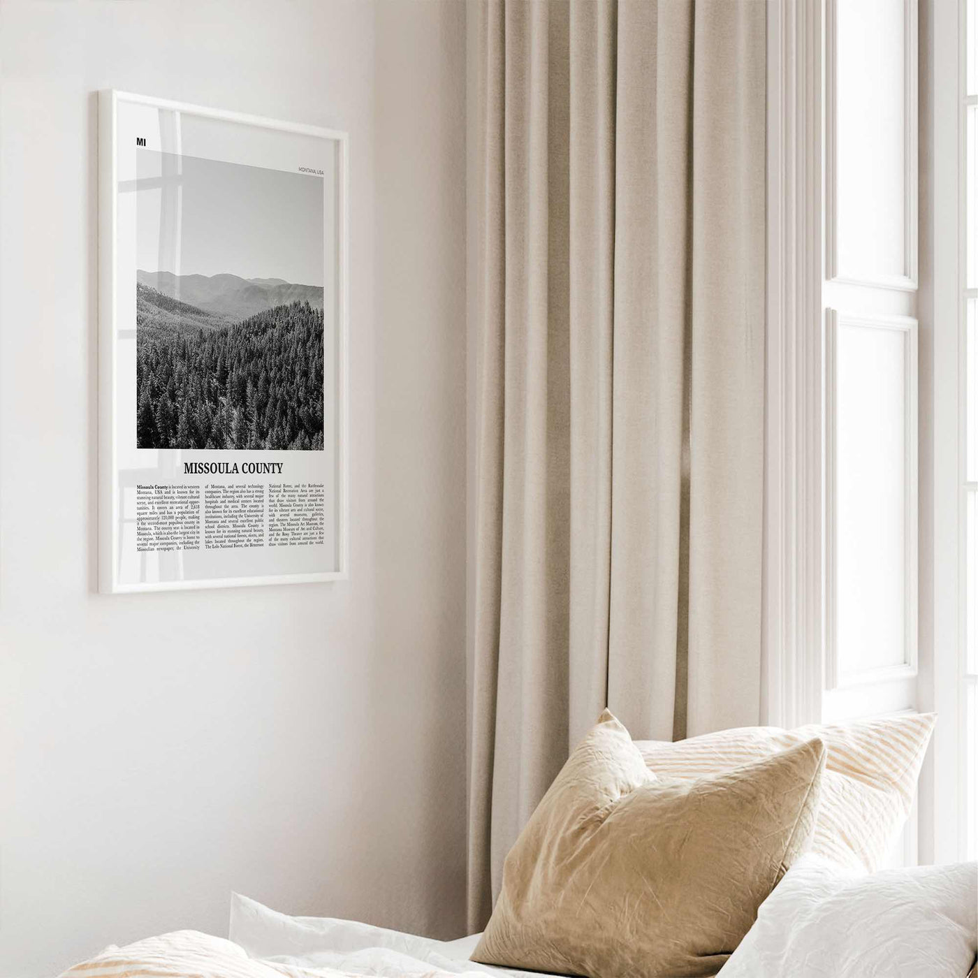 Missoula County Print Black and White, Missoula County Wall Art, Missoula County Poster, Missoula Photo, Missoula Wall Décor, Missoula Map