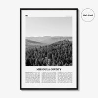 Missoula County Print Black and White, Missoula County Wall Art, Missoula County Poster, Missoula Photo, Missoula Wall Décor, Missoula Map