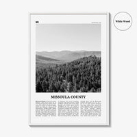 Missoula County Print Black and White, Missoula County Wall Art, Missoula County Poster, Missoula Photo, Missoula Wall Décor, Missoula Map