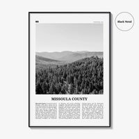 Missoula County Print Black and White, Missoula County Wall Art, Missoula County Poster, Missoula Photo, Missoula Wall Décor, Missoula Map