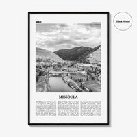 Missoula Print Black and White, Missoula Wall Art, Missoula Poster, Missoula Photo, Missoula Wall Décor, Montana, USA, United States