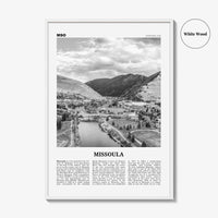 Missoula Print Black and White, Missoula Wall Art, Missoula Poster, Missoula Photo, Missoula Wall Décor, Montana, USA, United States