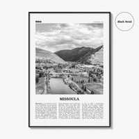 Missoula Print Black and White, Missoula Wall Art, Missoula Poster, Missoula Photo, Missoula Wall Décor, Montana, USA, United States