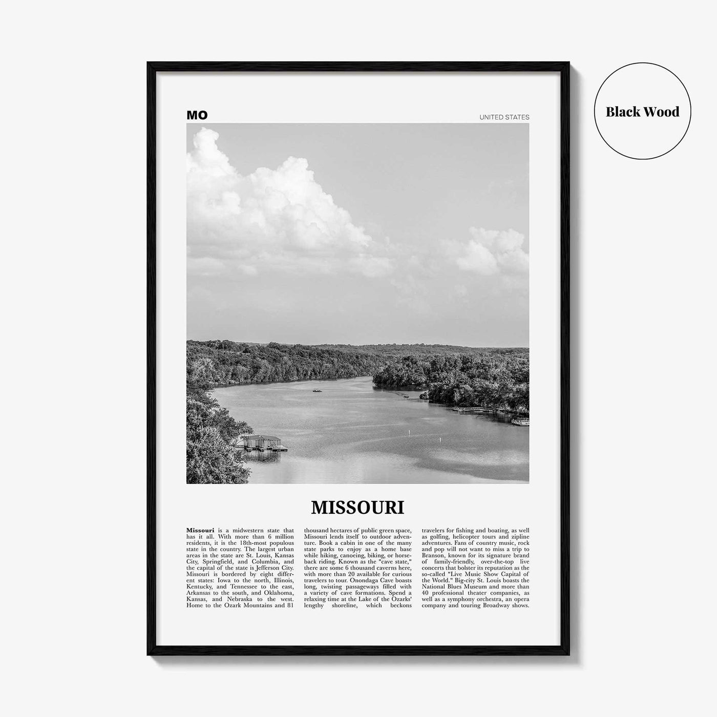 Missouri Print Black and White No 1, Missouri Wall Art, Missouri Poster, Missouri Photo, Missouri Wall Decor, USA, United States