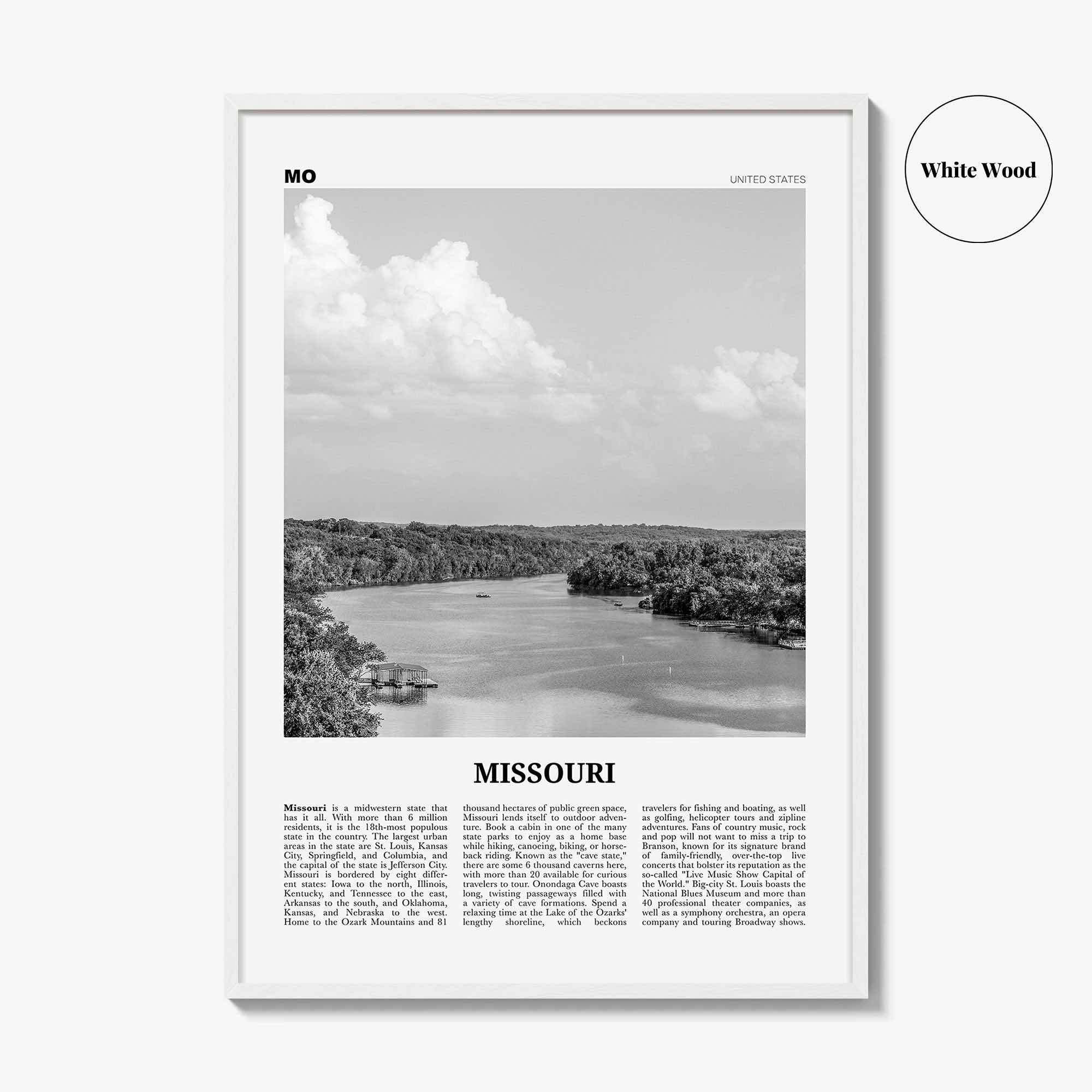 Missouri Print Black and White No 1, Missouri Wall Art, Missouri Poster, Missouri Photo, Missouri Wall Decor, USA, United States