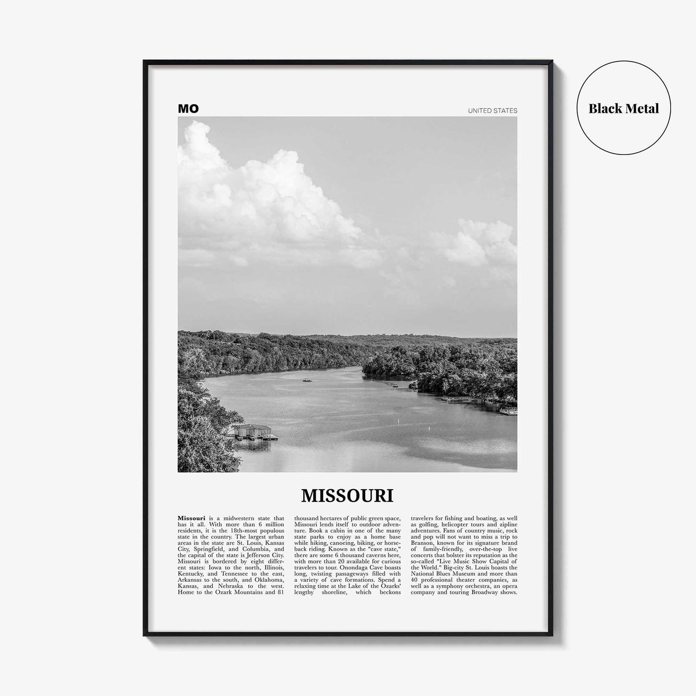 Missouri Print Black and White No 1, Missouri Wall Art, Missouri Poster, Missouri Photo, Missouri Wall Decor, USA, United States