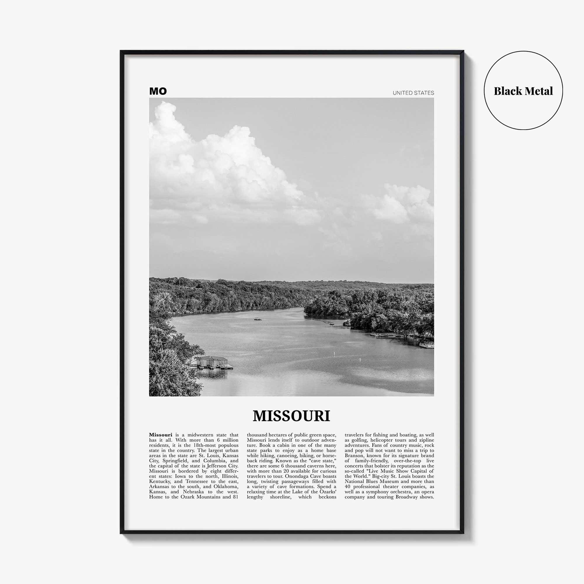 Missouri Print Black and White No 1, Missouri Wall Art, Missouri Poster, Missouri Photo, Missouri Wall Decor, USA, United States