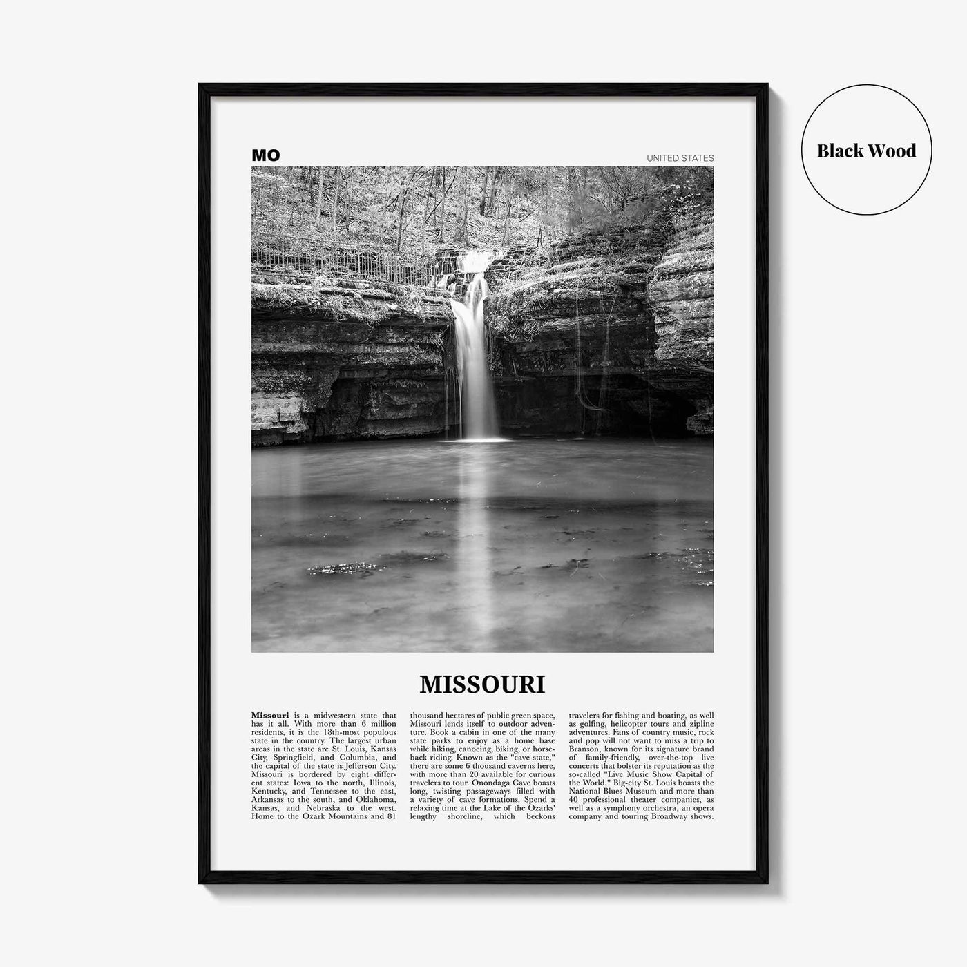 Missouri Print Black and White No 2, Missouri Wall Art, Missouri Poster, Missouri Photo, Missouri Wall Décor, Missouri Map, United States