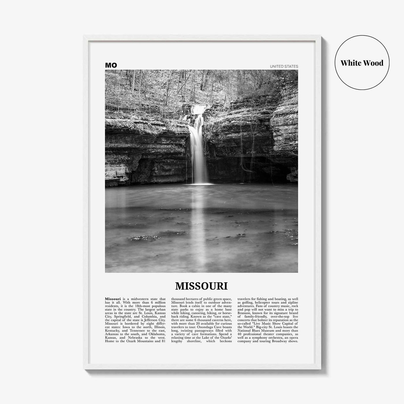 Missouri Print Black and White No 2, Missouri Wall Art, Missouri Poster, Missouri Photo, Missouri Wall Décor, Missouri Map, United States