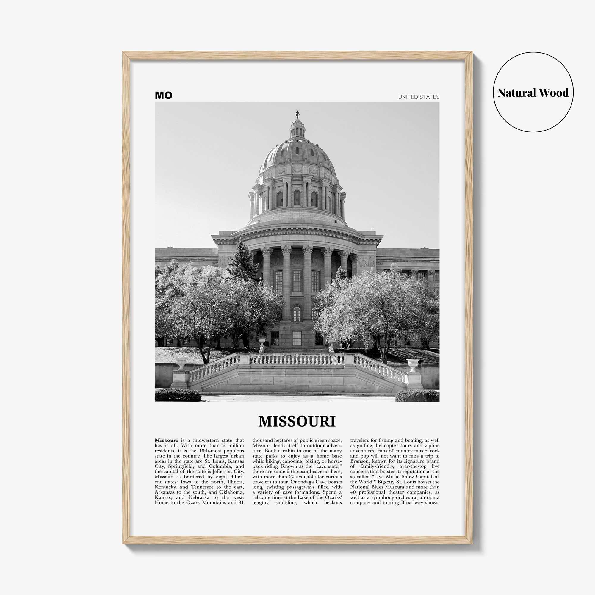 Missouri Print Black and White No 3, Missouri Wall Art, Missouri Poster, Missouri Photo, Missouri Wall Decor, USA, United States