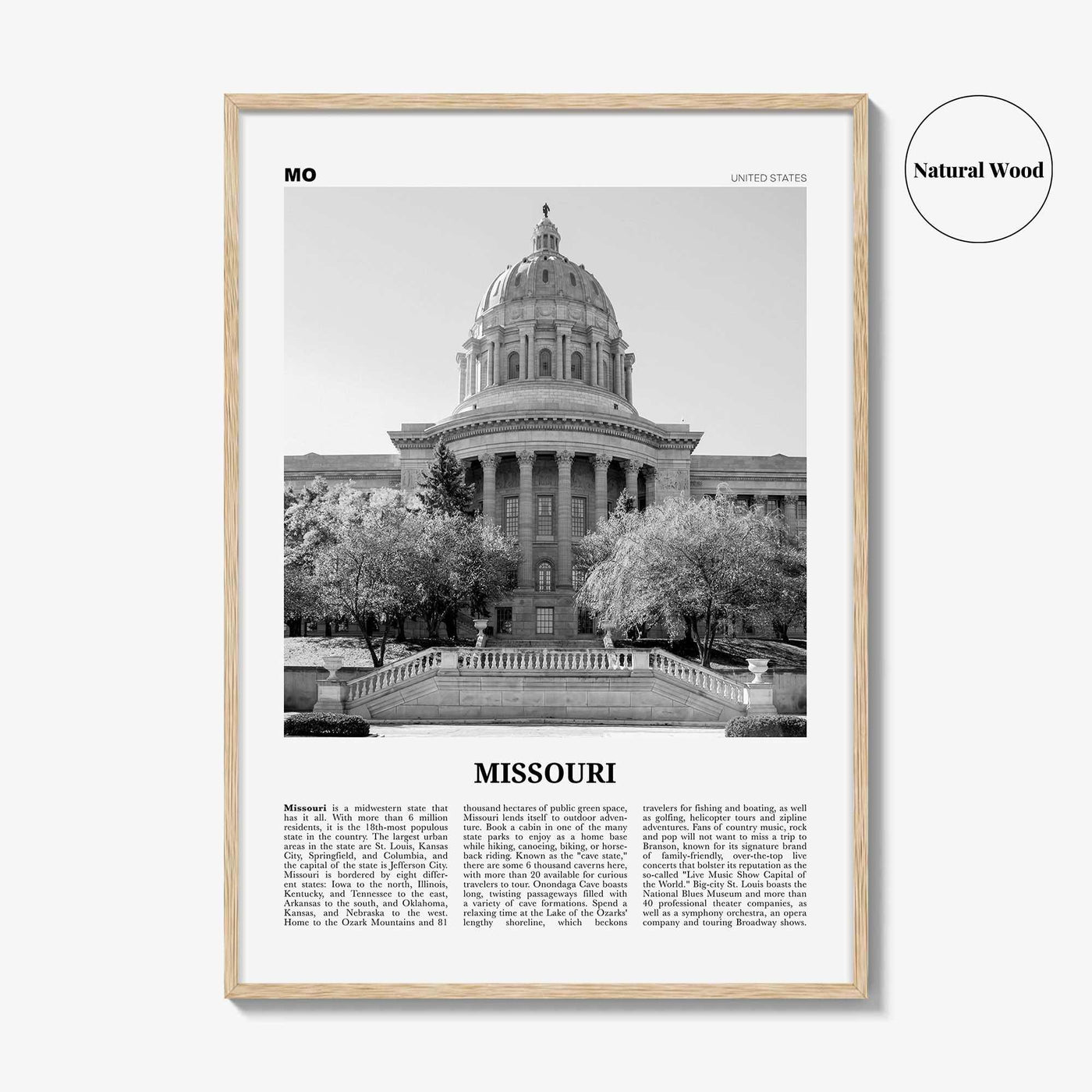 Missouri Print Black and White No 3, Missouri Wall Art, Missouri Poster, Missouri Photo, Missouri Wall Decor, USA, United States