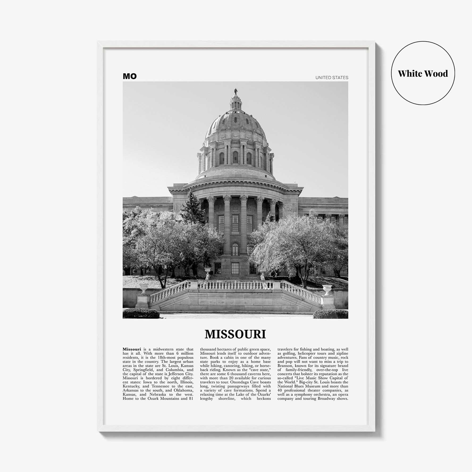 Missouri Print Black and White No 3, Missouri Wall Art, Missouri Poster, Missouri Photo, Missouri Wall Decor, USA, United States