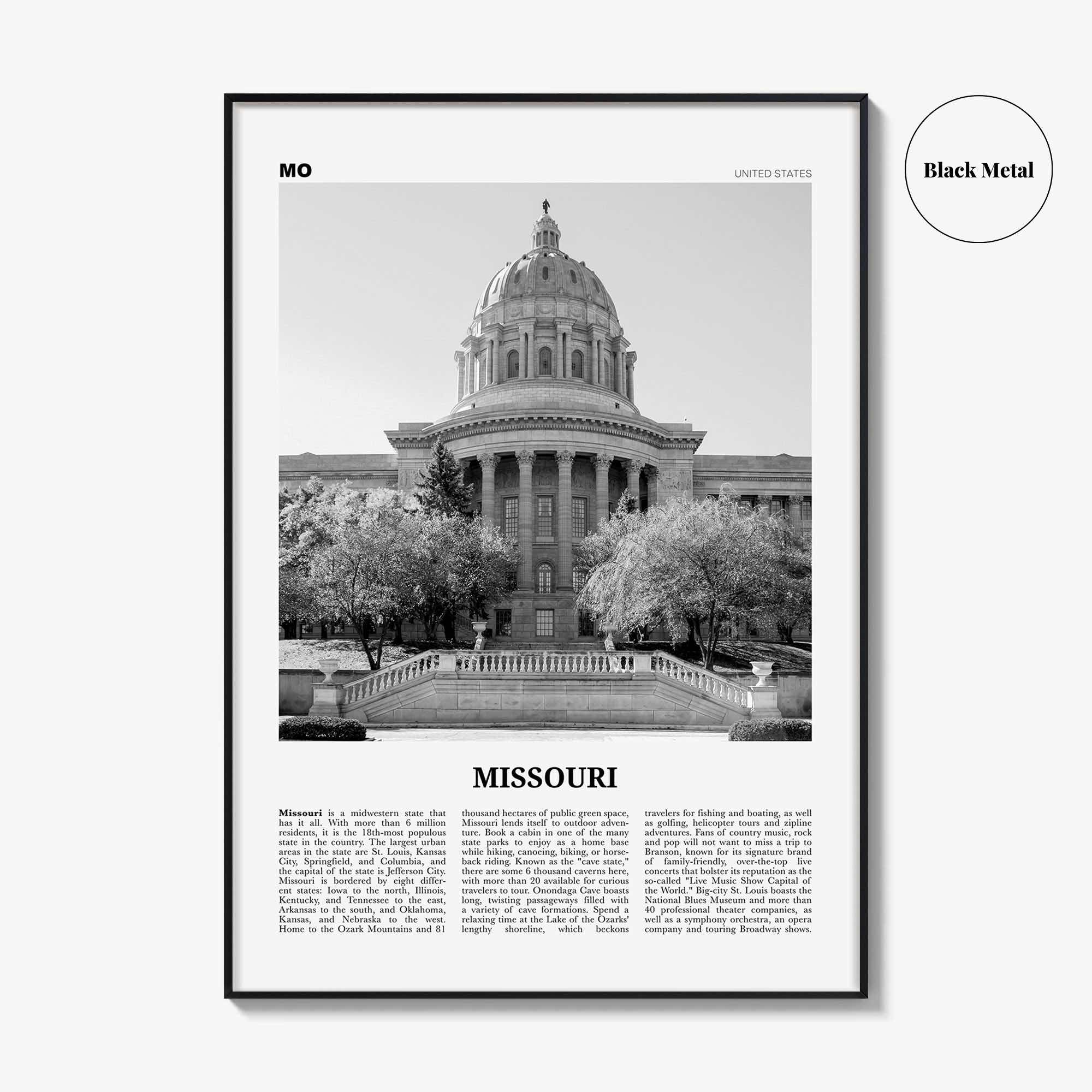 Missouri Print Black and White No 3, Missouri Wall Art, Missouri Poster, Missouri Photo, Missouri Wall Decor, USA, United States