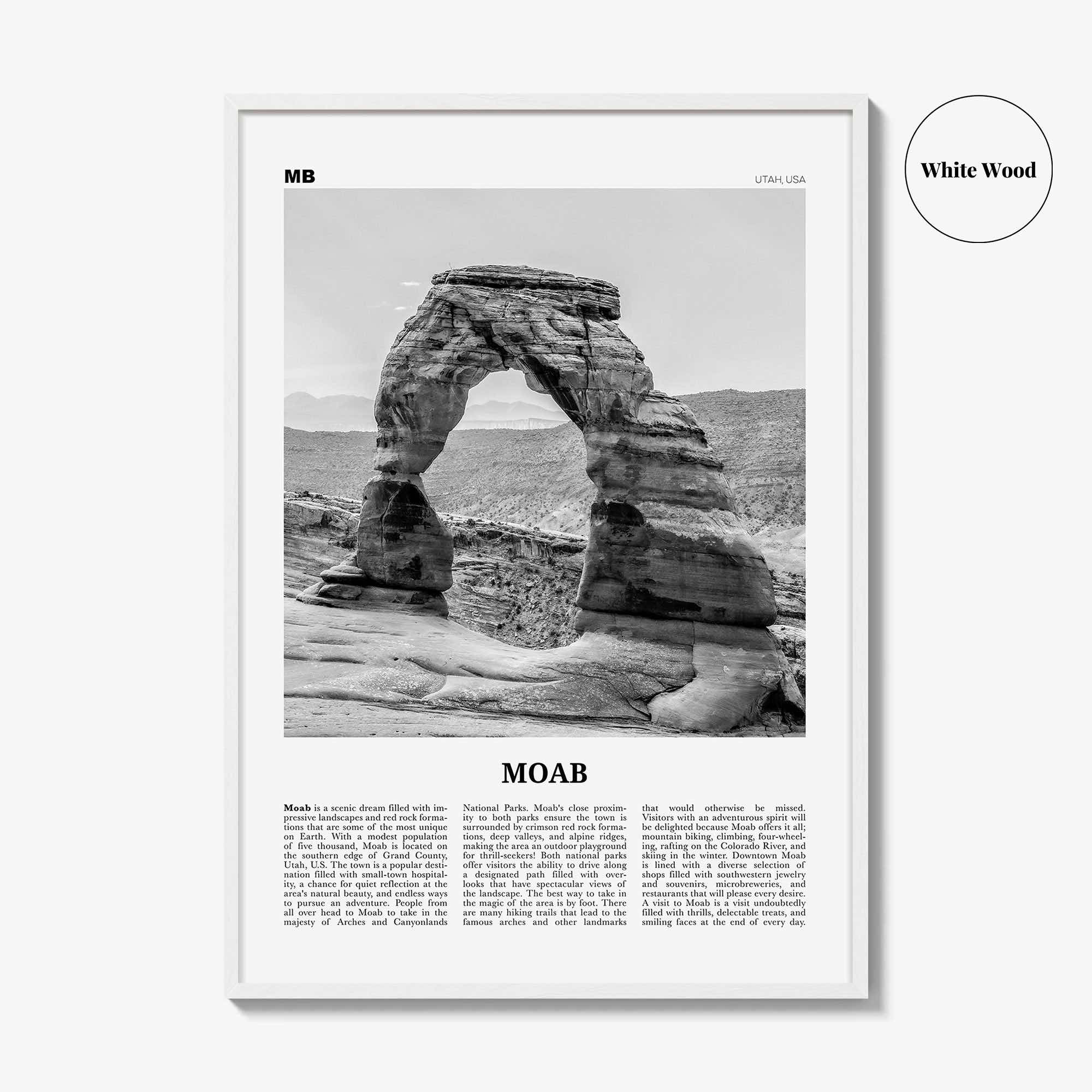 Moab Print Black and White, Moab Wall Art, Moab Poster, Moab Photo, Moab Wall Décor, Utah, USA, United States, North America