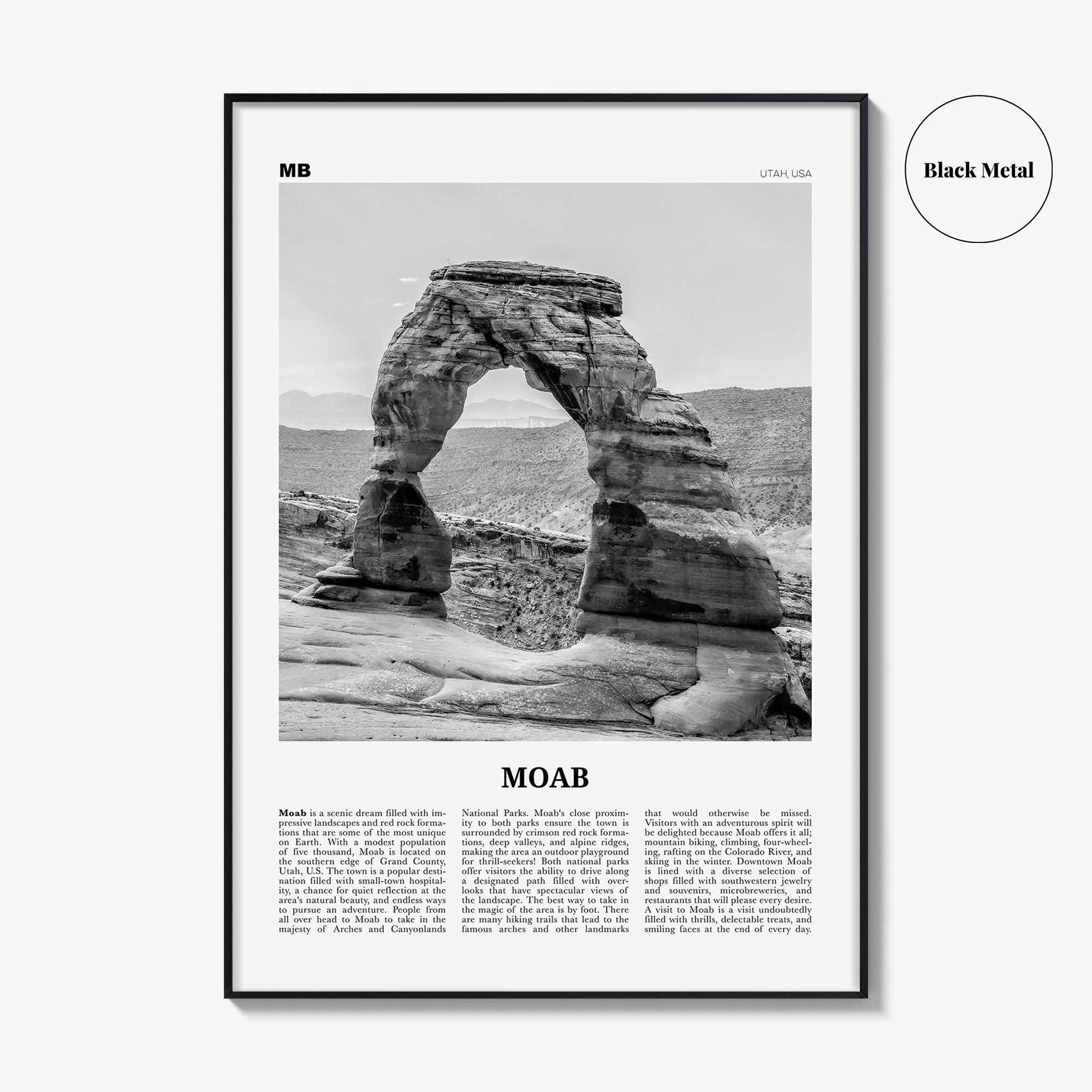 Moab Print Black and White, Moab Wall Art, Moab Poster, Moab Photo, Moab Wall Décor, Utah, USA, United States, North America