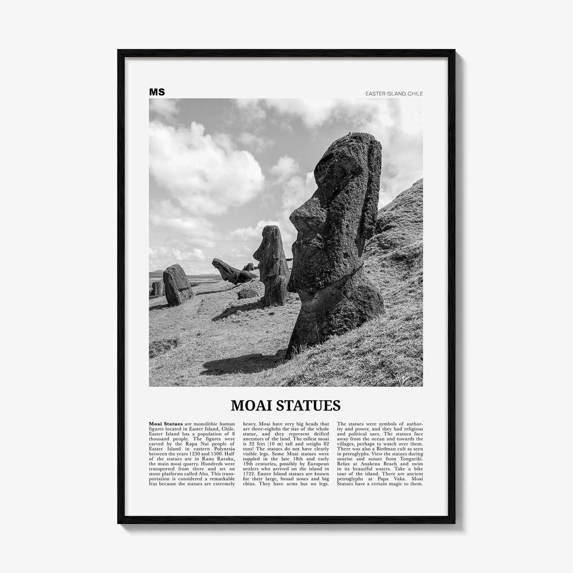 Moai Statues Print Black and White, Moai Statues Wall Art, Moai Statues Poster, Moai Statues Photo, Moai Statues Wall Décor, Chile