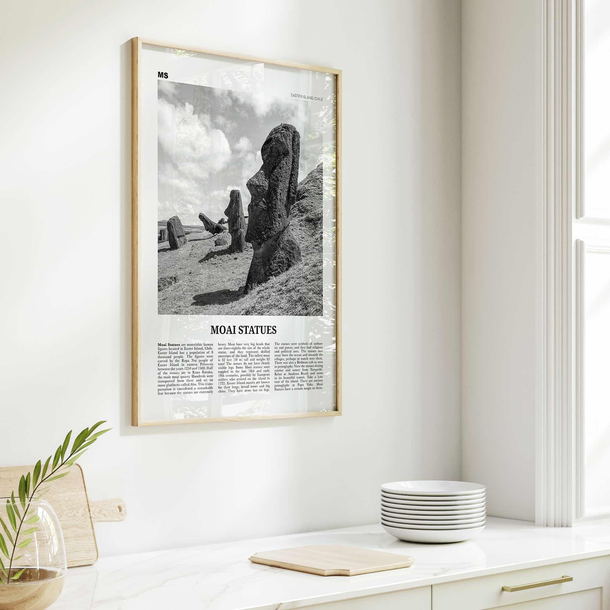 Moai Statues Print Black and White, Moai Statues Wall Art, Moai Statues Poster, Moai Statues Photo, Moai Statues Wall Décor, Chile