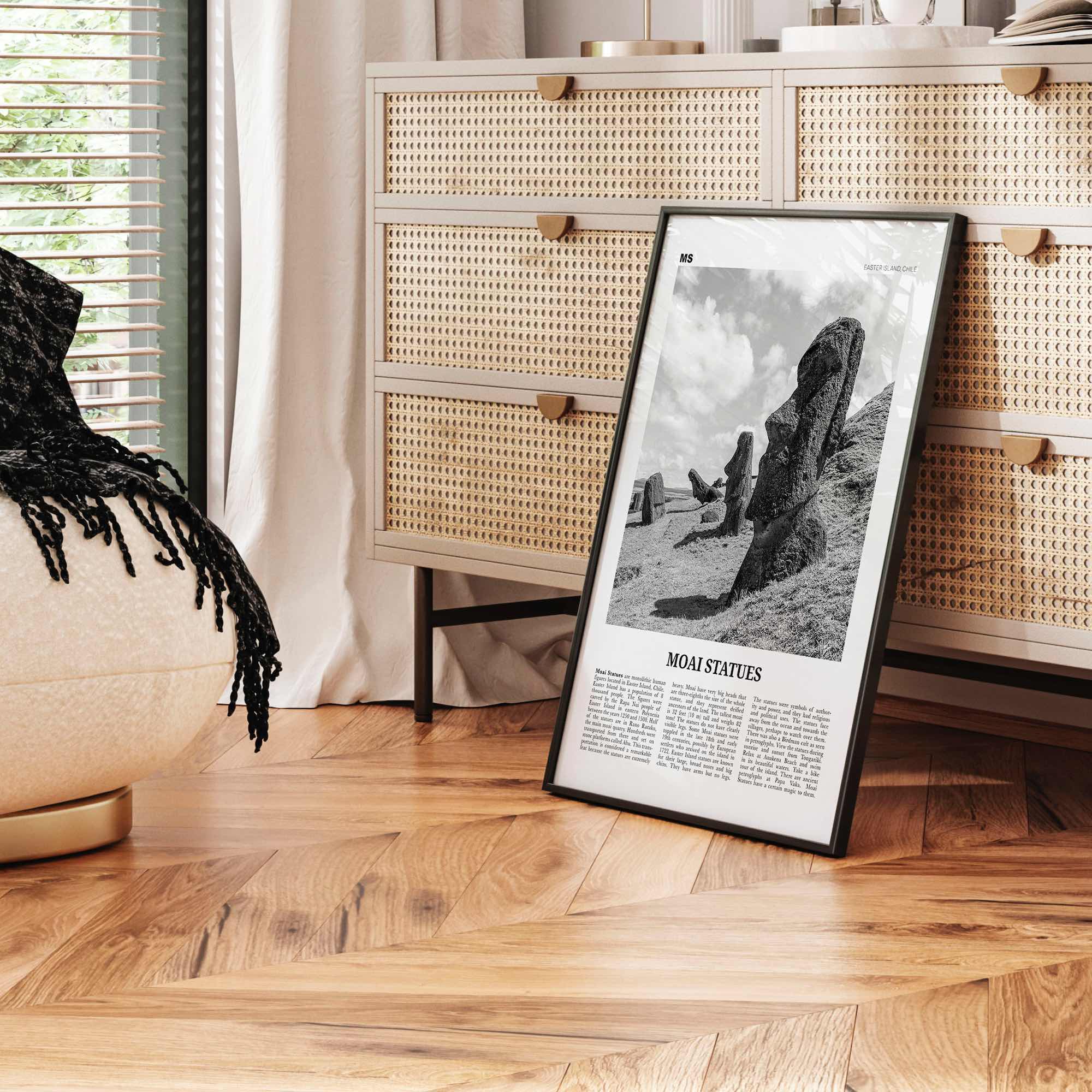 Moai Statues Print Black and White, Moai Statues Wall Art, Moai Statues Poster, Moai Statues Photo, Moai Statues Wall Décor, Chile